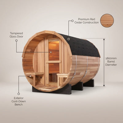 6-Person Patchworkred Cedar Traditional Steam Barrel Sauna