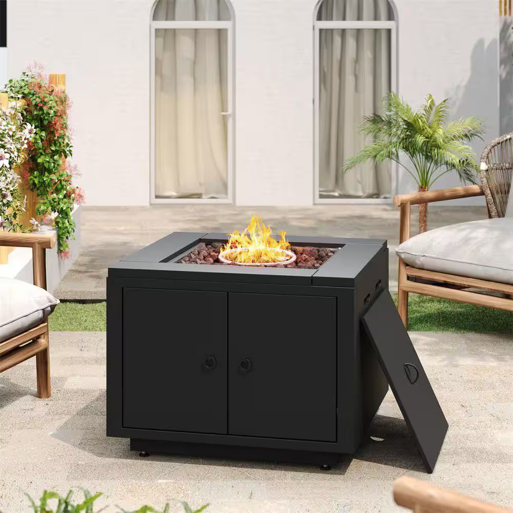 30 In. 40,000 BTU Black Steel Propane Outdoor Fire Pit