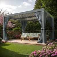 10X12/12X20Ft Louvered Pergola, Waterproof Roof All Weather Rust-Resistant Gazebo for Backyard Patio