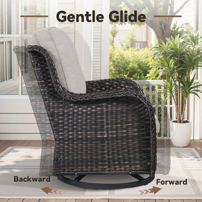 8 Pieces Patio Furniture Sets with Swivel Rocking Chairs,High-Back Rattan Patio Outdoor Conversation Set with 2-Seat Sofa & Coffee Table for Porch Deck Backyard Poolside
