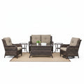 8 Pieces Patio Furniture Sets with Swivel Rocking Chairs,High-Back Rattan Patio Outdoor Conversation Set with 2-Seat Sofa & Coffee Table for Porch Deck Backyard Poolside