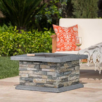29 In. Stone Gray Square Wood Outdoor Fire Pit