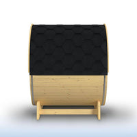 Outdoor Indoor Finland Pine Wet Dry Barrel Sauna 3-5 Person Front Porch Canopy 4.5 Kw ETL Certified Bitumen Shingle Roof