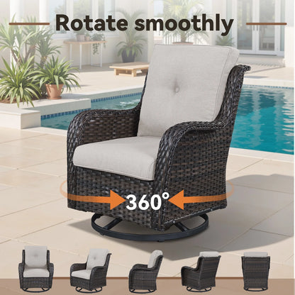8 Pieces Patio Furniture Sets with Swivel Rocking Chairs,High-Back Rattan Patio Outdoor Conversation Set with 2-Seat Sofa & Coffee Table for Porch Deck Backyard Poolside