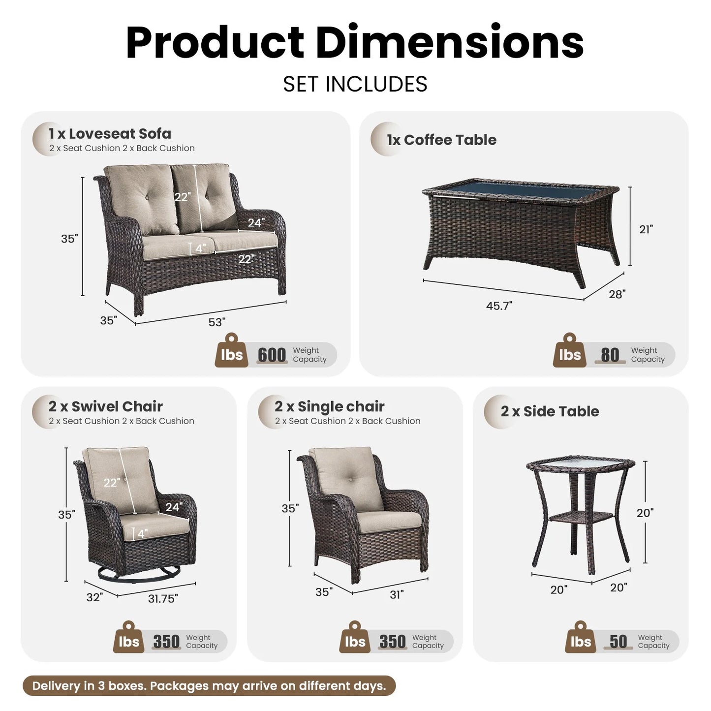 8 Pieces Patio Furniture Sets with Swivel Rocking Chairs,High-Back Rattan Patio Outdoor Conversation Set with 2-Seat Sofa & Coffee Table for Porch Deck Backyard Poolside