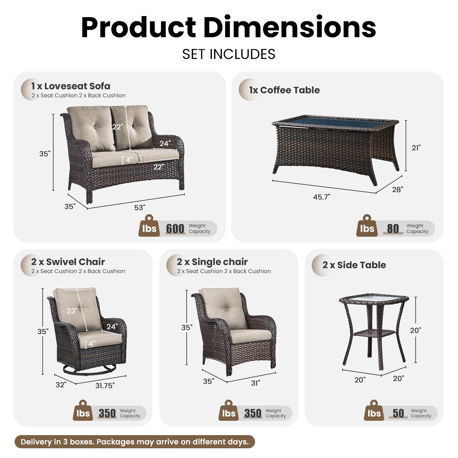 8 Pieces Patio Furniture Sets with Swivel Rocking Chairs,High-Back Rattan Patio Outdoor Conversation Set with 2-Seat Sofa & Coffee Table for Porch Deck Backyard Poolside