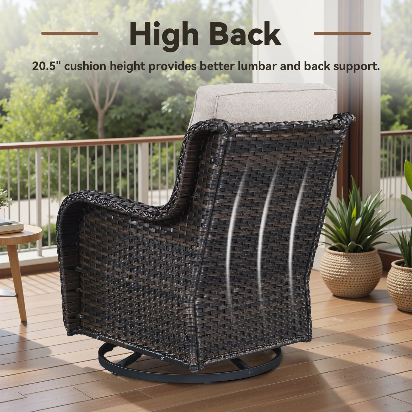 8 Pieces Patio Furniture Sets with Swivel Rocking Chairs,High-Back Rattan Patio Outdoor Conversation Set with 2-Seat Sofa & Coffee Table for Porch Deck Backyard Poolside