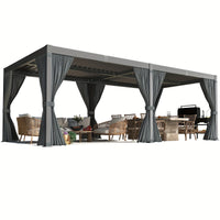 10X12/12X20Ft Louvered Pergola, Waterproof Roof All Weather Rust-Resistant Gazebo for Backyard Patio