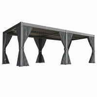 10X12/12X20Ft Louvered Pergola, Waterproof Roof All Weather Rust-Resistant Gazebo for Backyard Patio