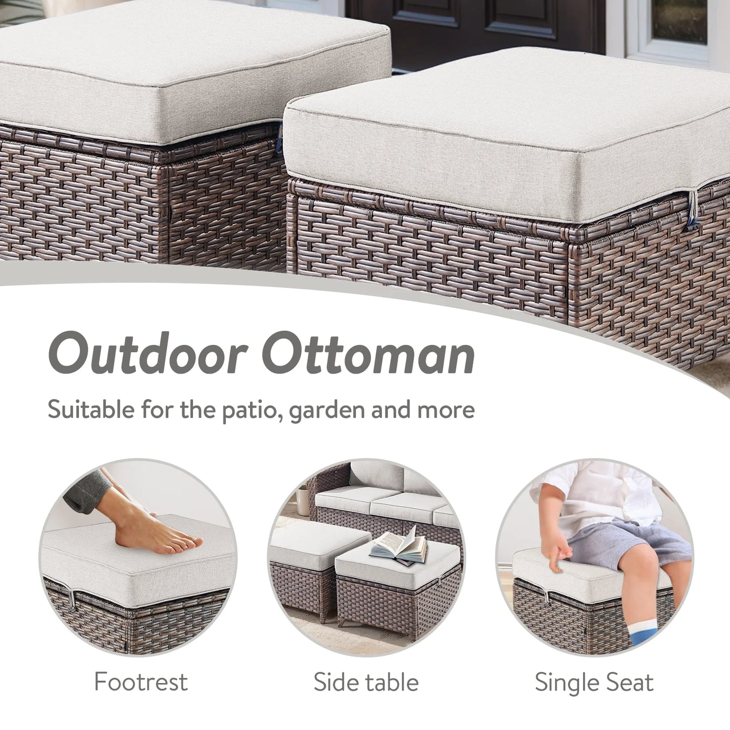 8 Pieces Patio Furniture Sets with Swivel Rocking Chairs,High-Back Rattan Patio Outdoor Conversation Set with 2-Seat Sofa & Coffee Table for Porch Deck Backyard Poolside