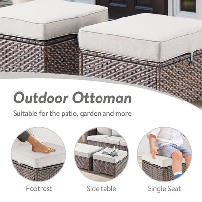8 Pieces Patio Furniture Sets with Swivel Rocking Chairs,High-Back Rattan Patio Outdoor Conversation Set with 2-Seat Sofa & Coffee Table for Porch Deck Backyard Poolside