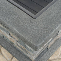 29 In. Stone Gray Square Wood Outdoor Fire Pit