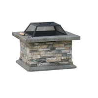 29 In. Stone Gray Square Wood Outdoor Fire Pit