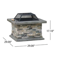 29 In. Stone Gray Square Wood Outdoor Fire Pit