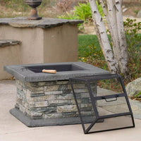 29 In. Stone Gray Square Wood Outdoor Fire Pit