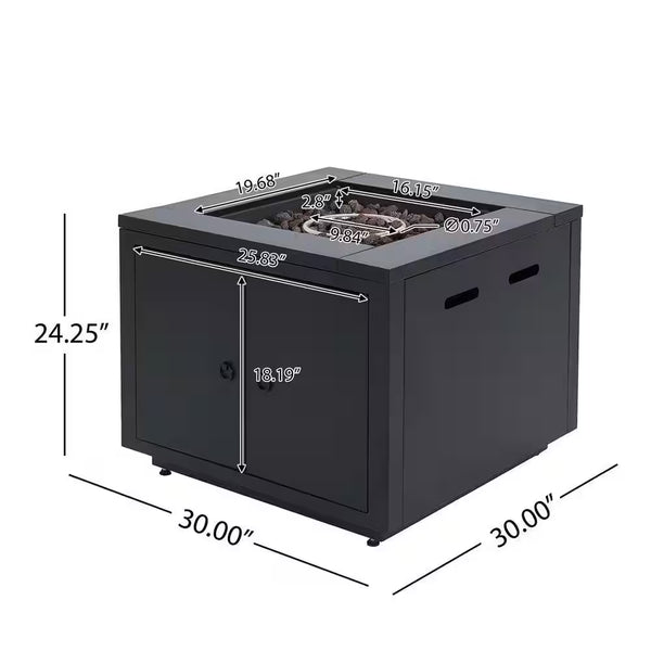 30 In. 40,000 BTU Black Steel Propane Outdoor Fire Pit