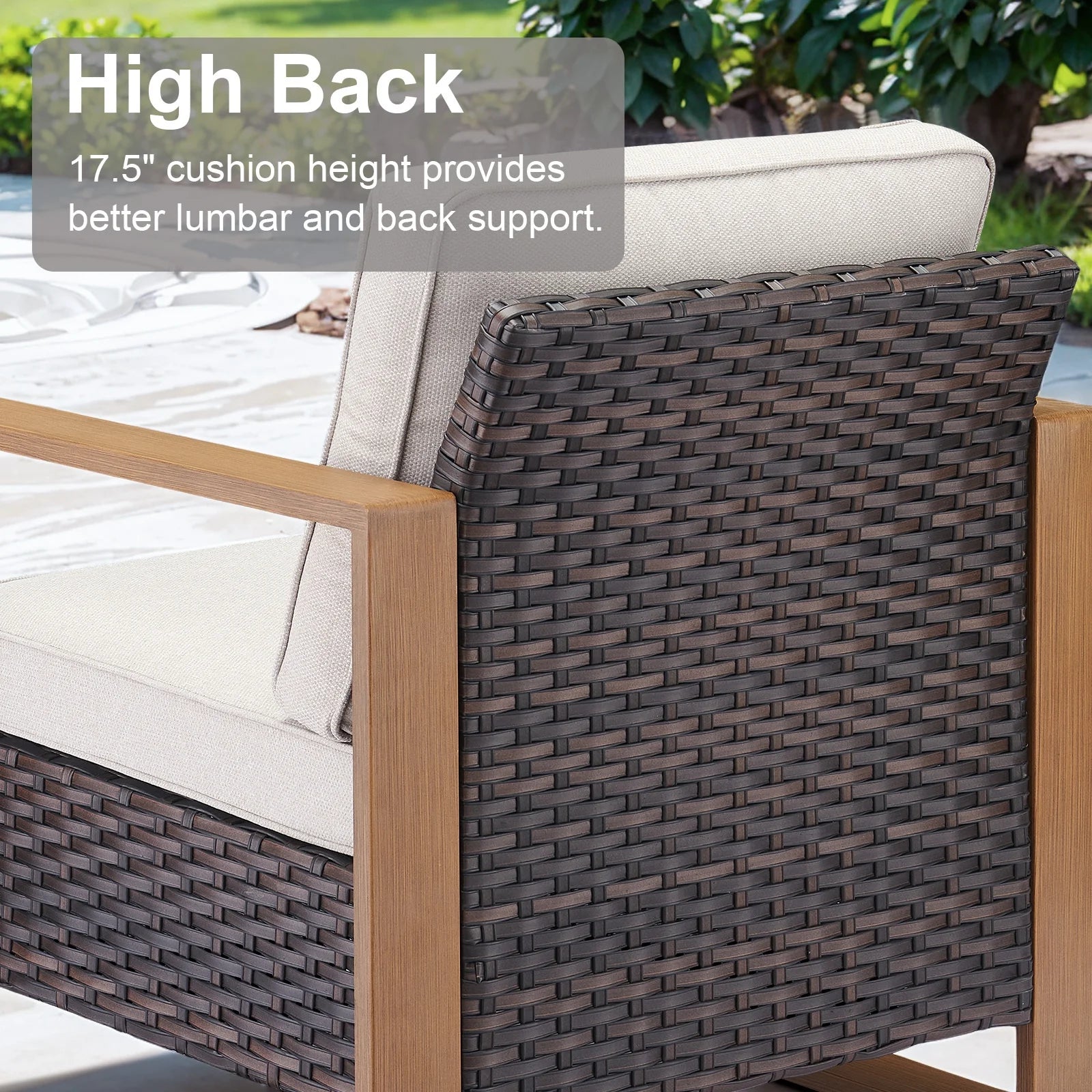 Luxury Outdoor Wicker Patio Furniture Set,5 Piece Deep Seating Outdoor Conversation Set with Patio Swivel Rocker Patio Chairs,Rattan Couch and Ottomans for Deck Porch Poolside