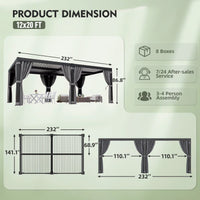 10X12/12X20Ft Louvered Pergola, Waterproof Roof All Weather Rust-Resistant Gazebo for Backyard Patio