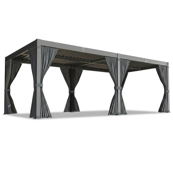 10X12/12X20Ft Louvered Pergola, Waterproof Roof All Weather Rust-Resistant Gazebo for Backyard Patio