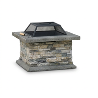 29 In. Stone Gray Square Wood Outdoor Fire Pit — Studio Shot