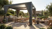10X12/12X20Ft Louvered Pergola, Waterproof Roof All Weather Rust-Resistant Gazebo for Backyard Patio — Lifestyle